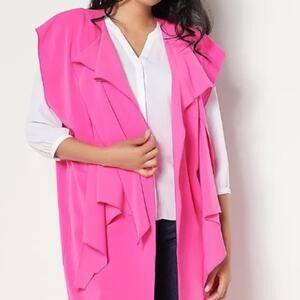 Rubin Singer Hot Pink Open Front Draped Blouse Size Medium